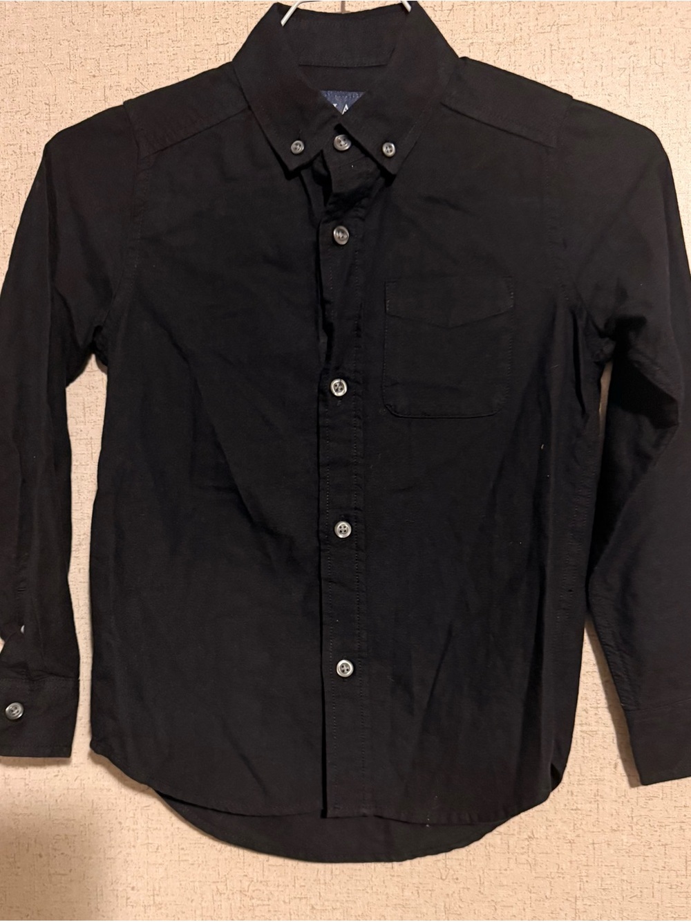 Place  kids Black Button-Down Shirt - Classic Collared Long Sleeve 5/6 y